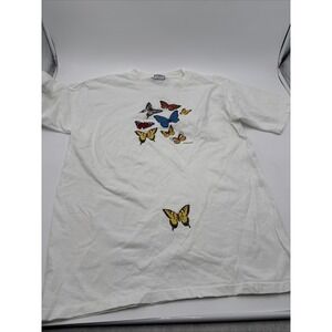 Vintage Single Stitch Tshirt Butterflies Butterfly‎ 🦋 White Short Sleeve 90's